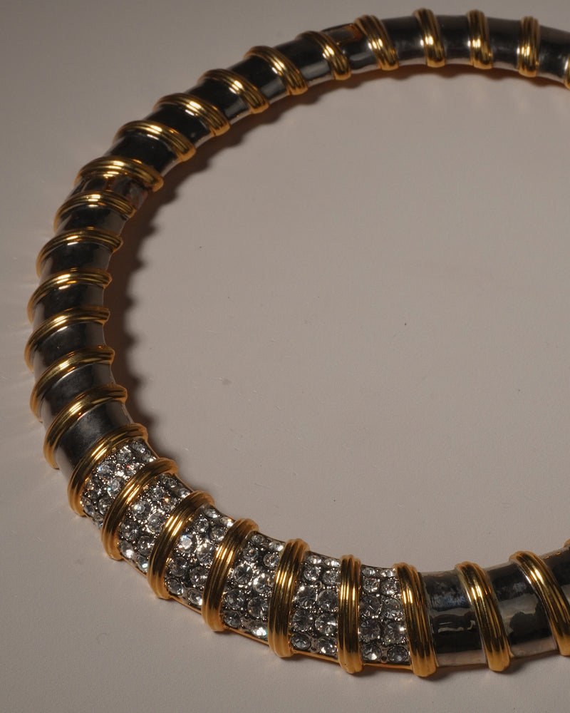 Vintage TT Ribbed Rhinestone Choker