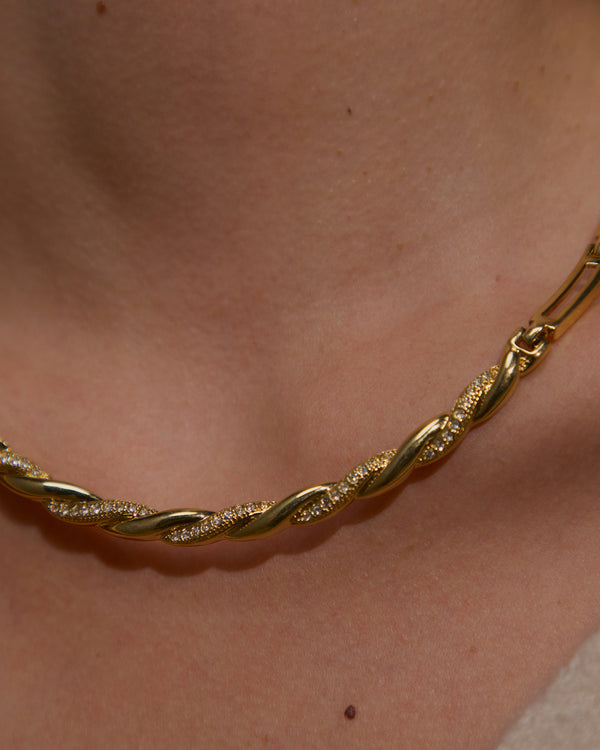 Vintage Twisted Pave Necklace