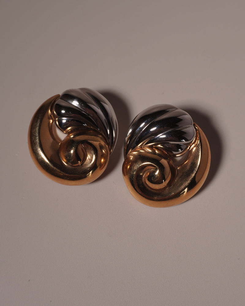 Vintage Two Tone Abstract Statement Earrings