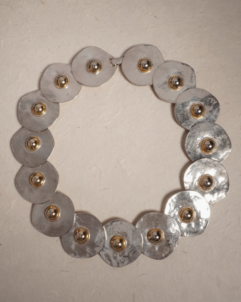 Vintage Two Tone Disc Necklace