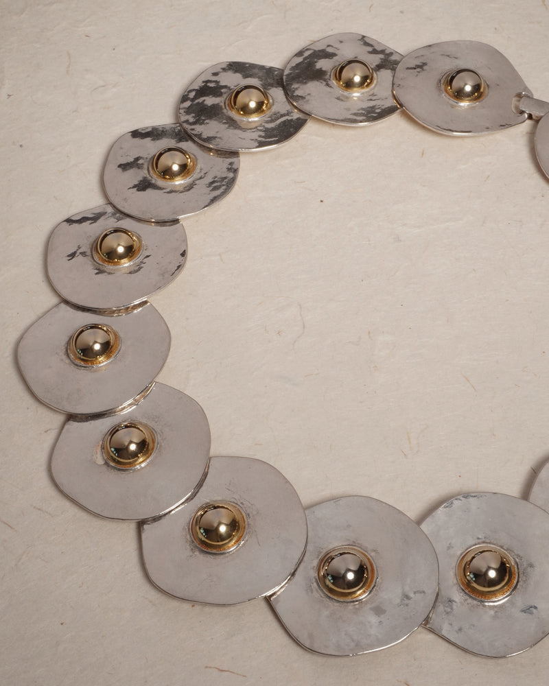 Vintage Two Tone Disc Necklace