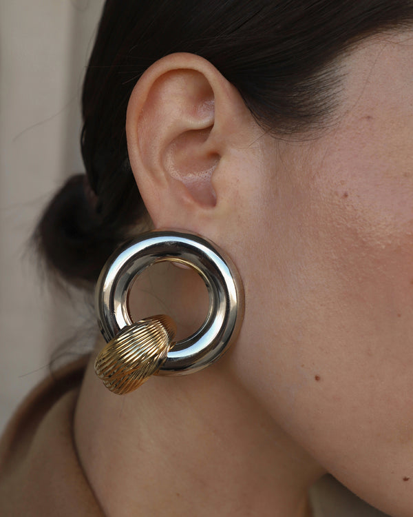 Vintage Two Tone Oversized Earrings