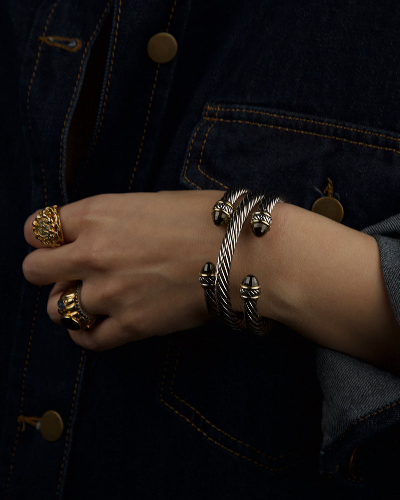 Vintage Two Tone Peridot Cable Bracelet