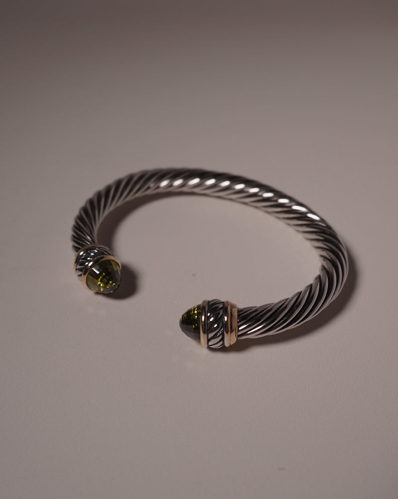 Vintage Two Tone Peridot Cable Bracelet