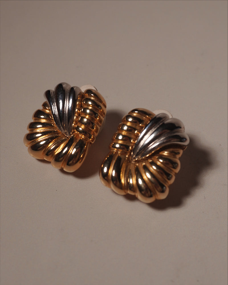 Vintage Two Tone Puffed Clip Ons