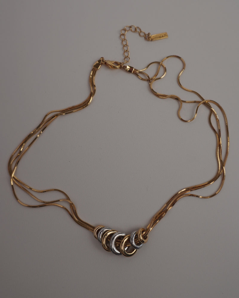 VINTAGE TWO TONE RINGS NECKLACE