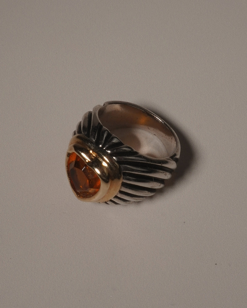 Vintage Two Tone Topaz Heart Ring Sz 6.5