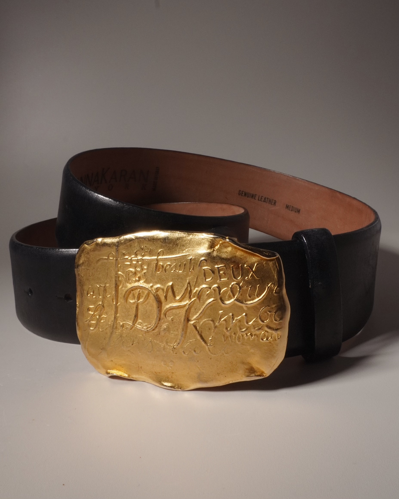 VINTAGE 80'S DK MATTE GOLD BUCKLE BELT