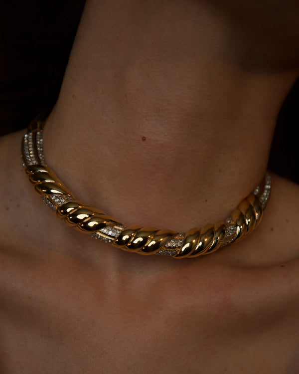 Vintage Vogue Bijoux Pavé Hinged Collar Necklace