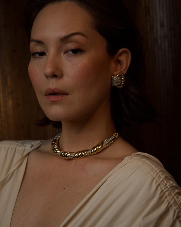 Vintage Vogue Bijoux Pavé Hinged Collar Necklace