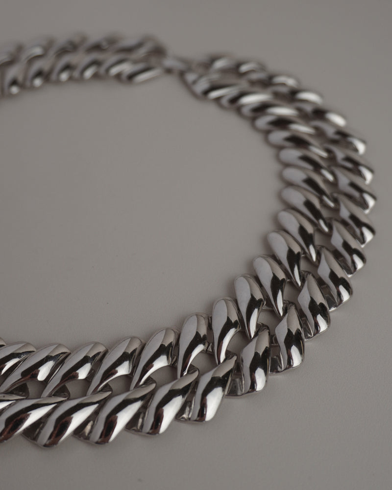 VINTAGE WIDE LINK SILVER NECKLACE