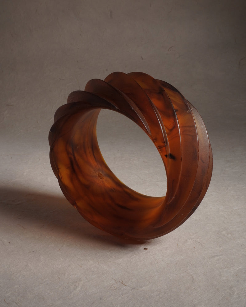 Vintage Wide Matte Amber Acrylic Bangle