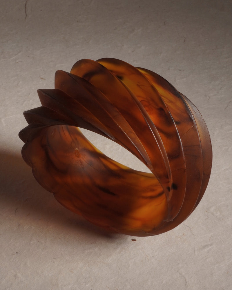 Vintage Wide Matte Amber Acrylic Bangle