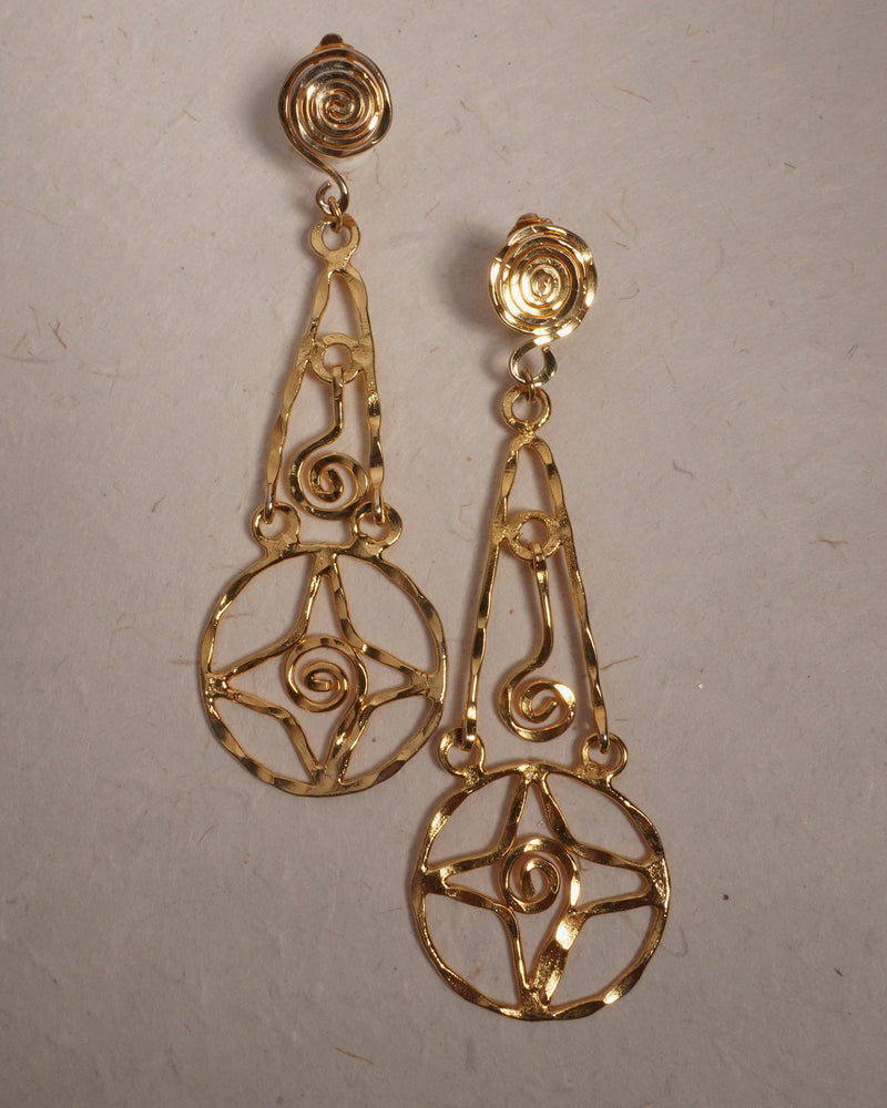 Vintage Wired Etruscan Statement Earrings