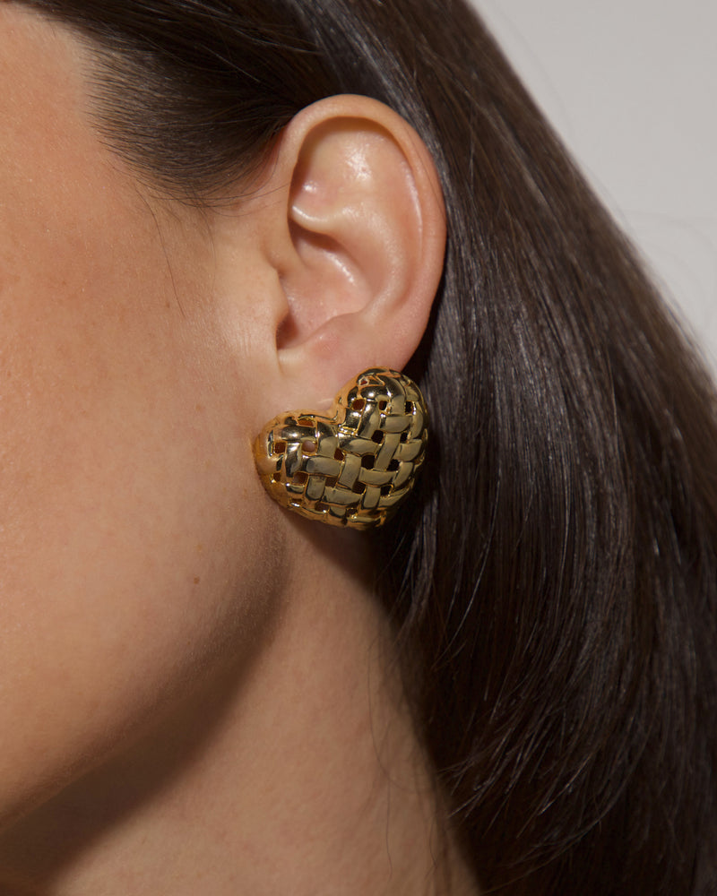 VINTAGE WOVEN HEART EARRINGS