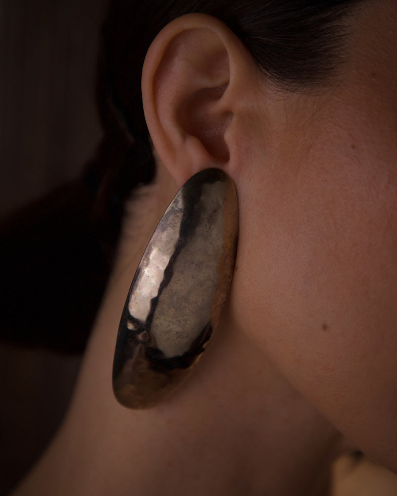 Vintage XL Oval Silver Statement Earrings