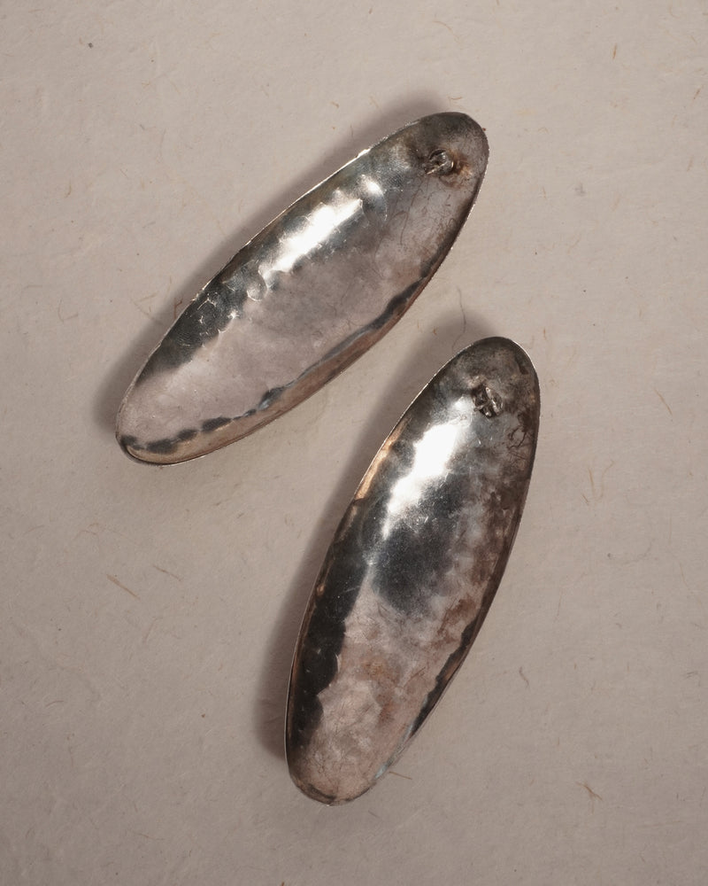 Vintage XL Oval Silver Statement Earrings