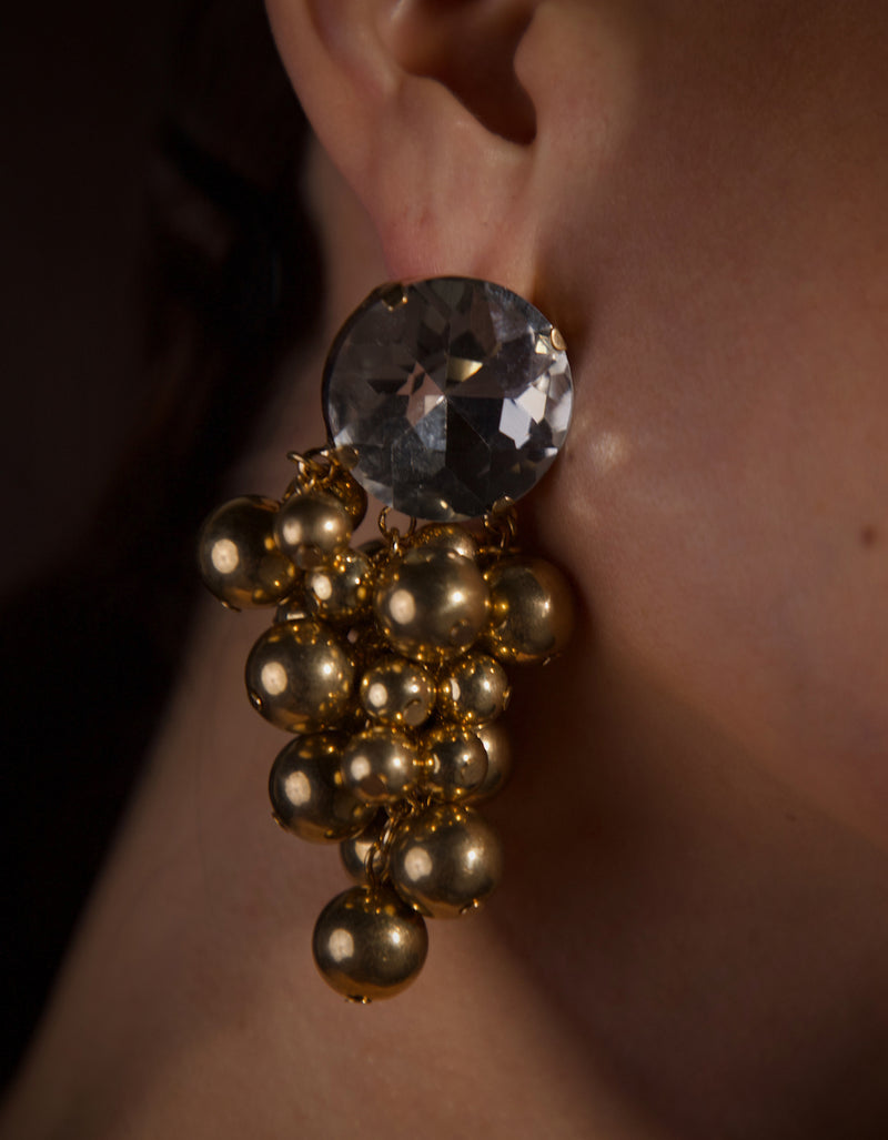 Vintage XL Rhinestone Ball Drop Earrings