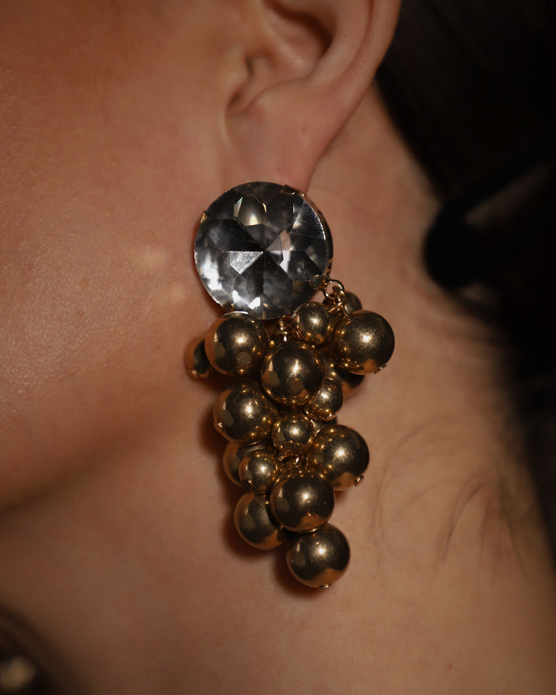 Vintage XL Rhinestone Ball Drop Earrings