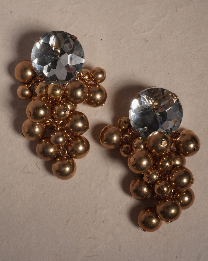 Vintage XL Rhinestone Ball Drop Earrings