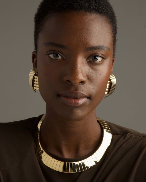 VINTAGE XL RIBBED SQUARE EARRINGS