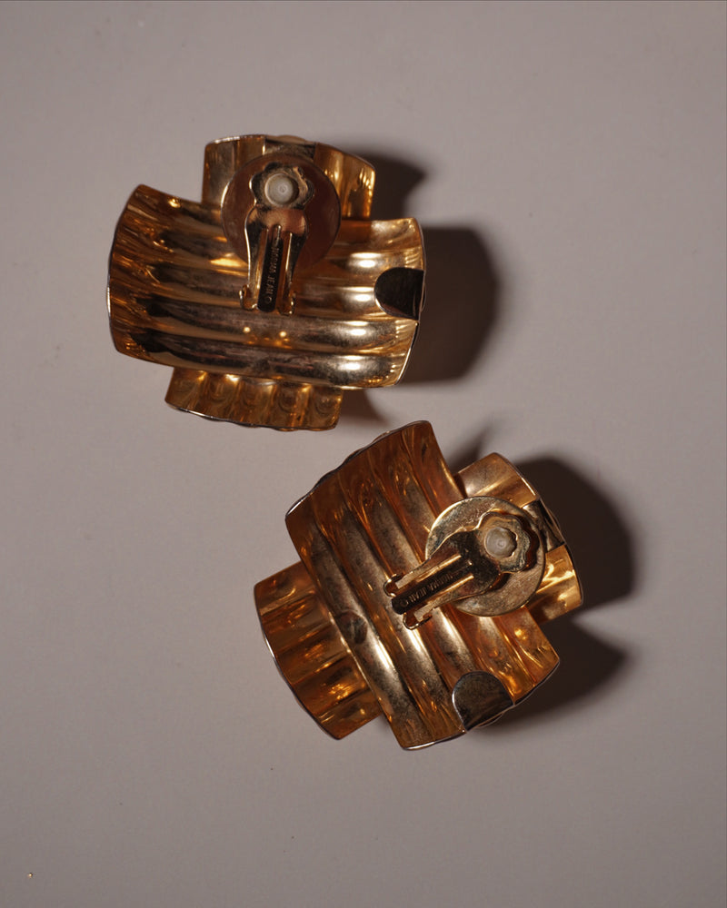 VINTAGE XL RIBBED SQUARE EARRINGS