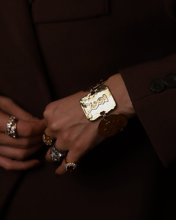 VINTAGE YSL GILT GOLD PANEL BRACELET