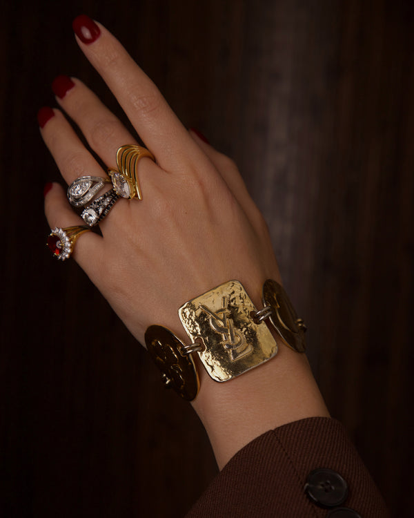 VINTAGE YSL GILT GOLD PANEL BRACELET