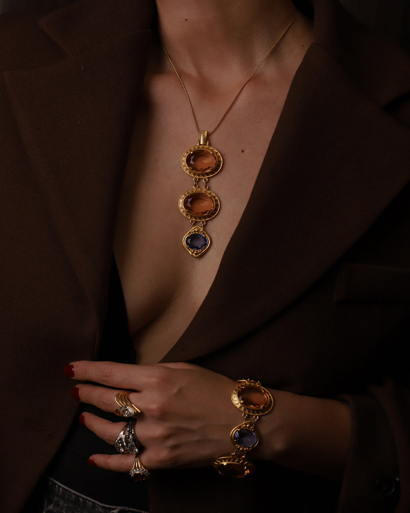 VINTAGE YSL PASTEL GLASS STONE SET