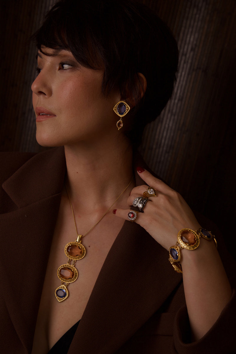 VINTAGE YSL PASTEL GLASS STONE SET