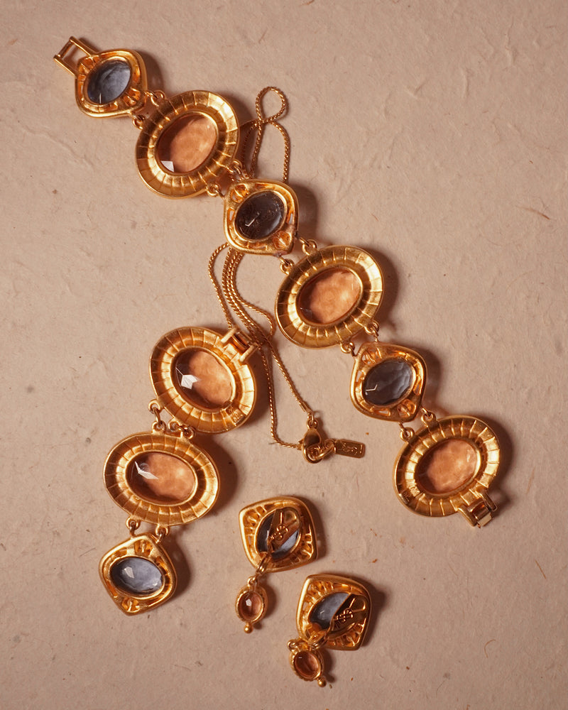 VINTAGE YSL PASTEL GLASS STONE SET