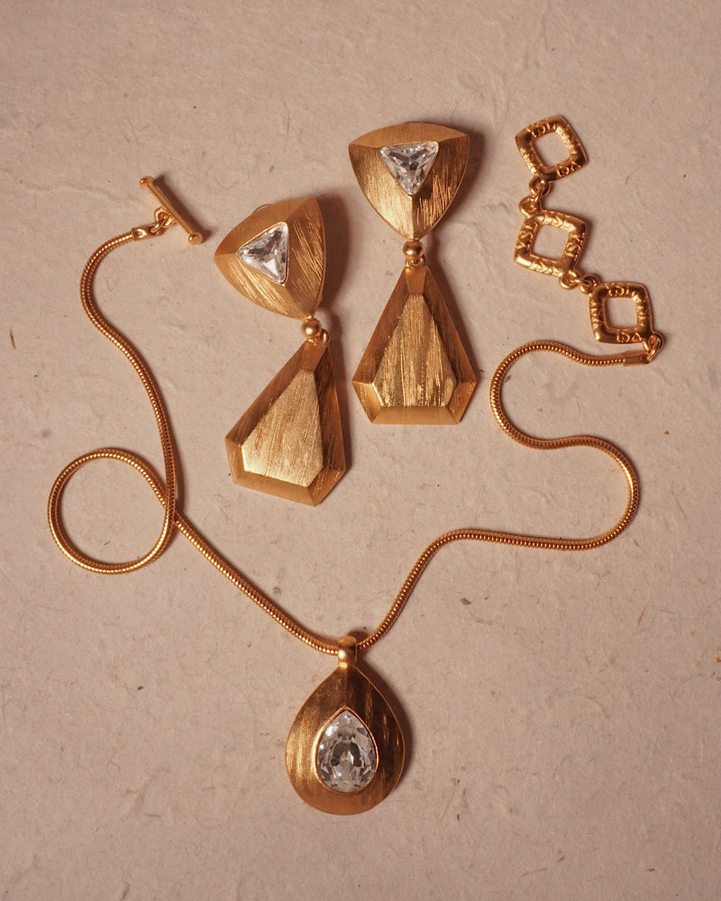 VINTAGE YVES SAINT LAURENT BRUSHED GOLD SET