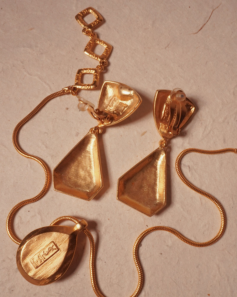 VINTAGE YVES SAINT LAURENT BRUSHED GOLD SET