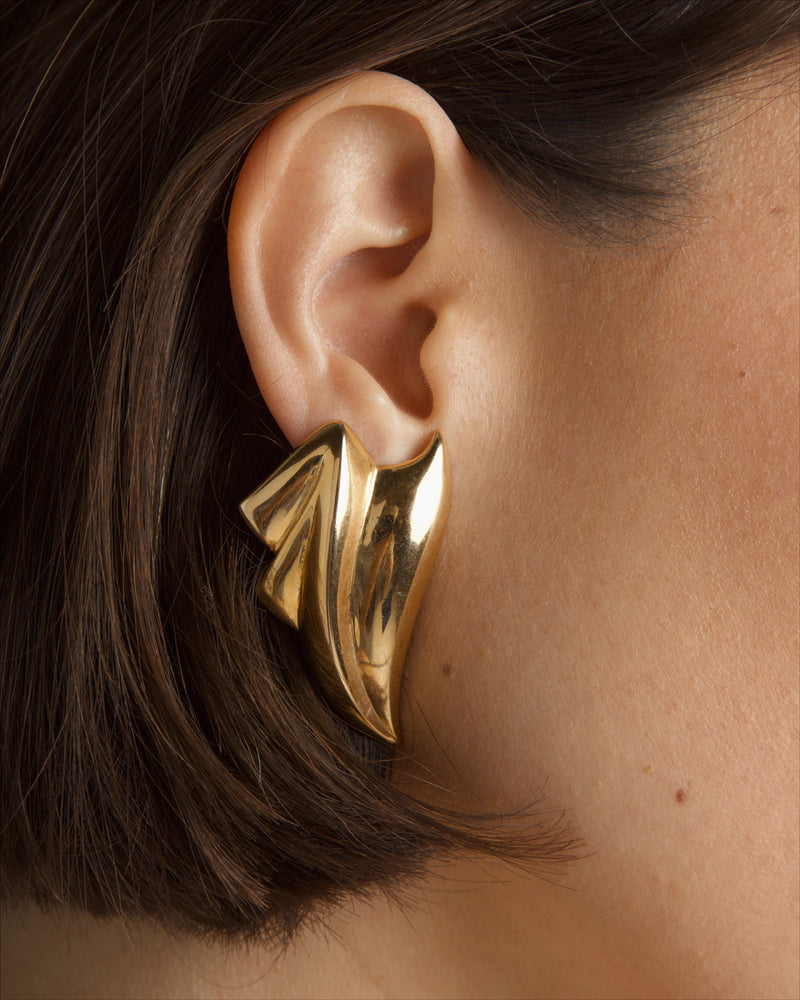 Vintage Abstract Gold Wing Earrings