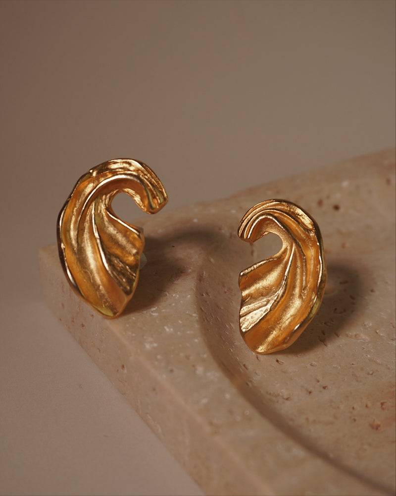 Vintage Abstract Matte Gold Earrings