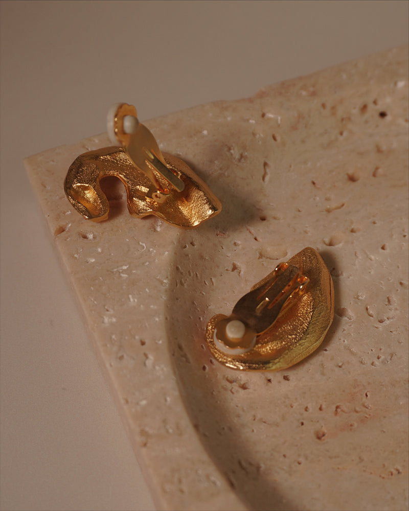 Vintage Abstract Matte Gold Earrings