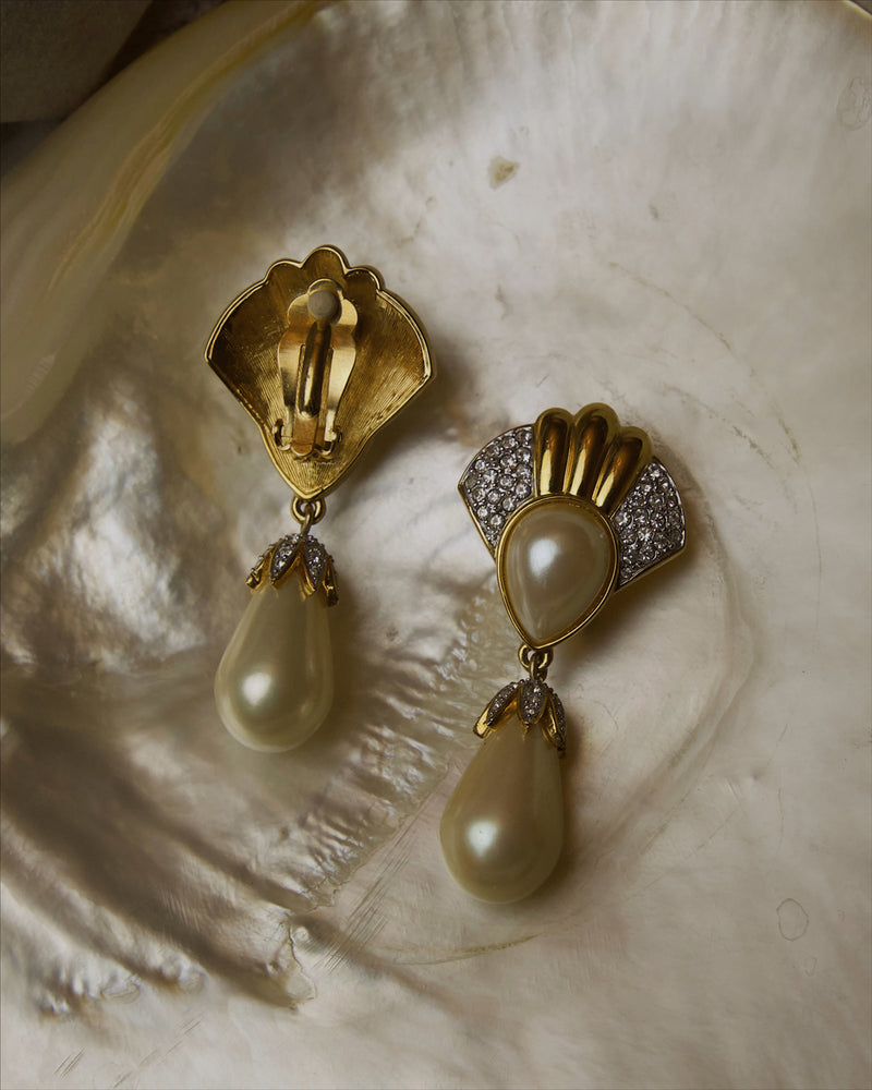 Vintage Art Deco Pave Drop Earrings