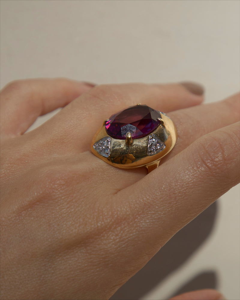 Vintage Art Deco Purple Stone Ring Sz 6