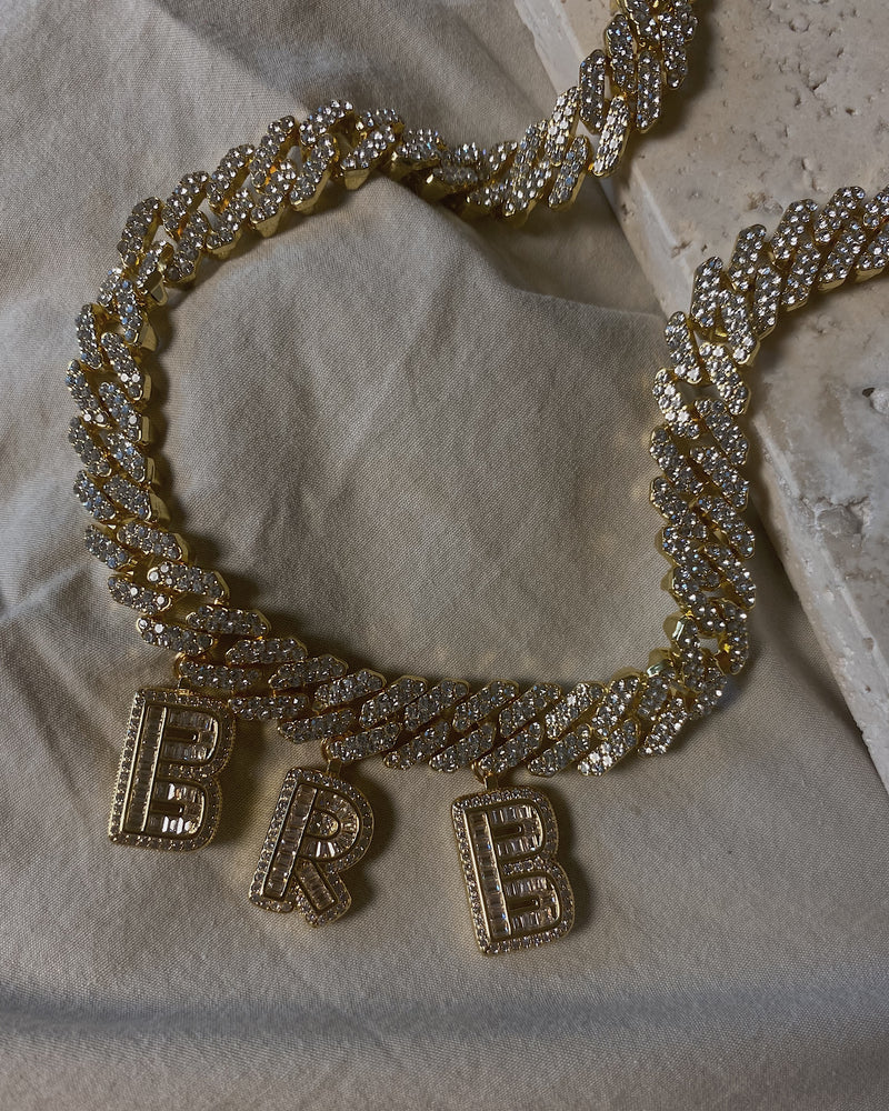 BRB Rhinestone Necklace Gold