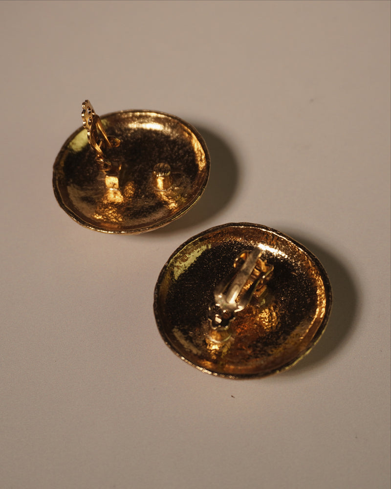 Vintage Brown Etruscan Dome Earrings