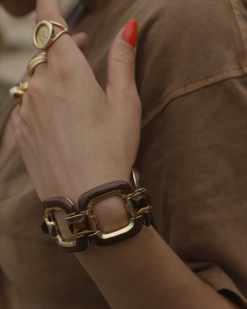 Vintage Brown Enamel Bracelet