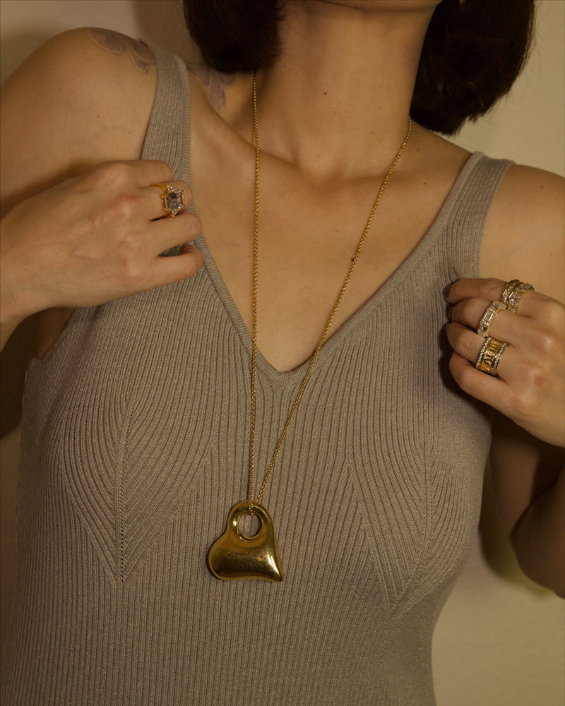 VIntage Bubble Heart Pendant Necklace