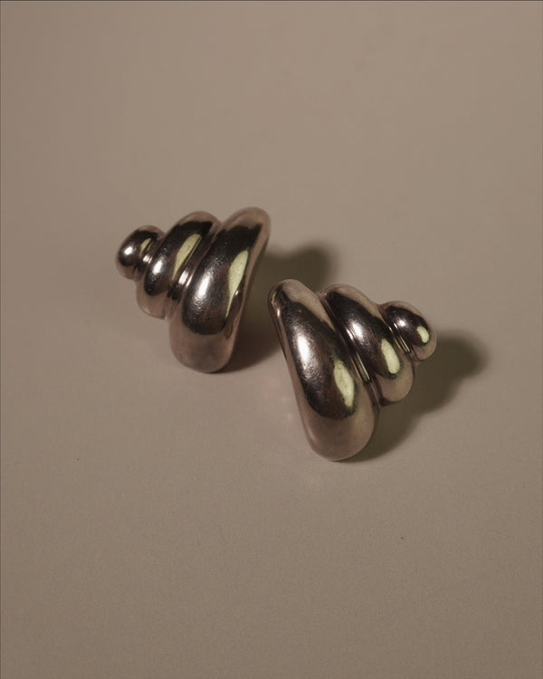 Vintage Chunky Silver Modernist Earrings
