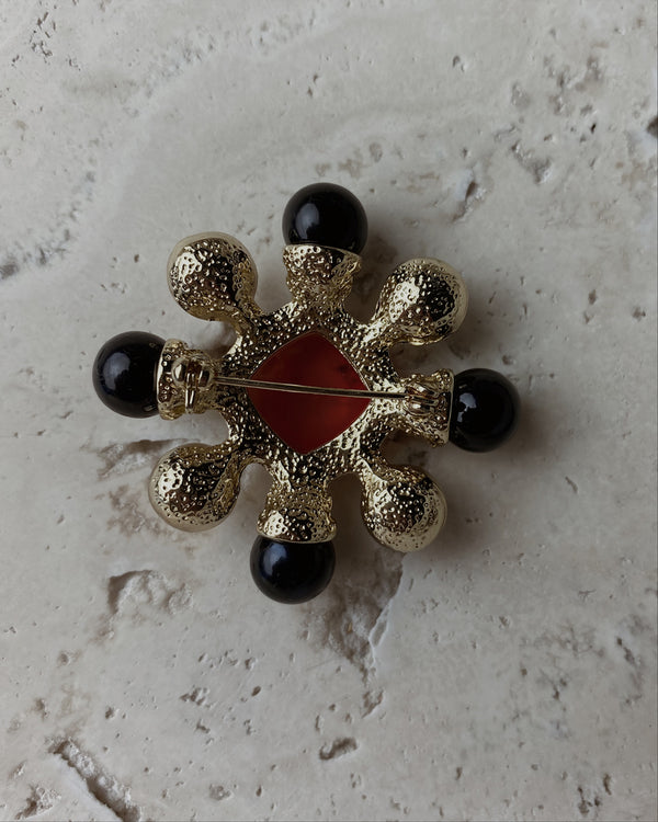 Vintage Cabochon Maltese Cross Brooch