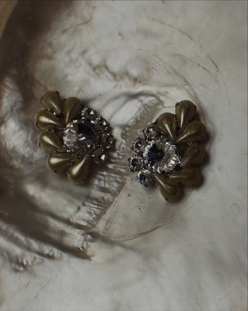 Vintage Faux Pearl Rhinestone Earrings
