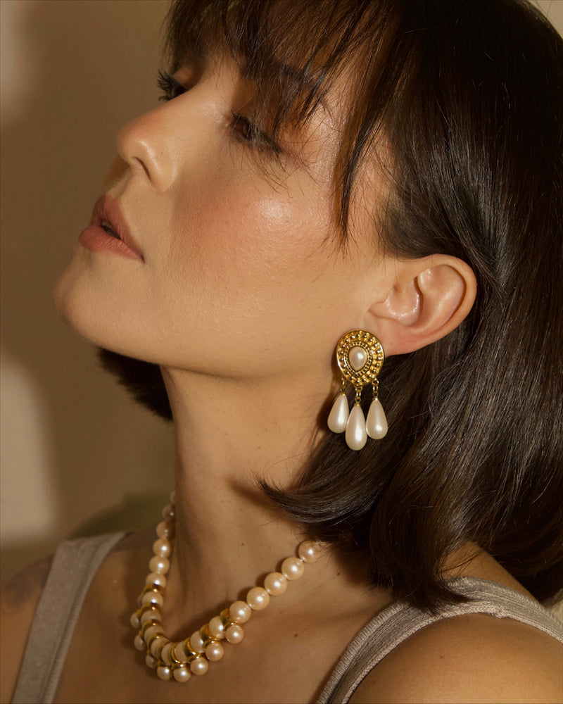 Vintage Faux Pearl Teardrop Earrings