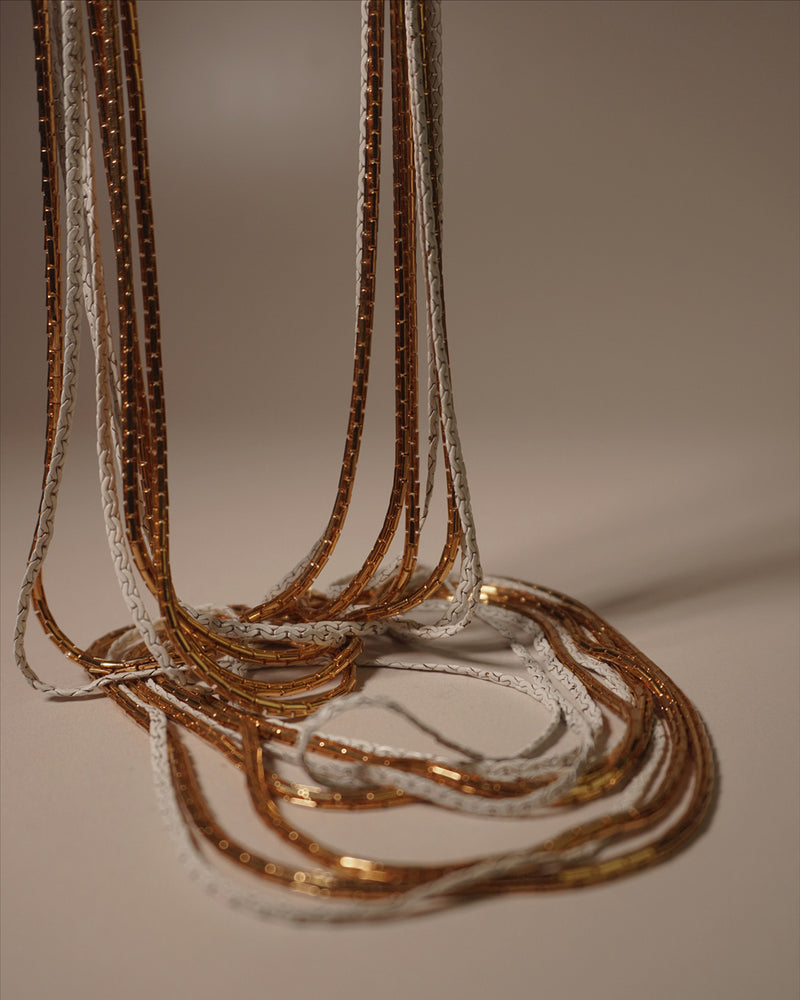 Vintage Gold & White Multi-Chain Necklace 12