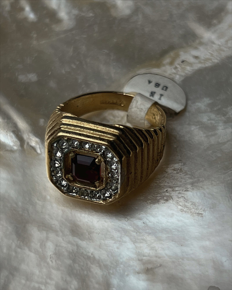 Vintage Garnet Signet Ring Sz 11