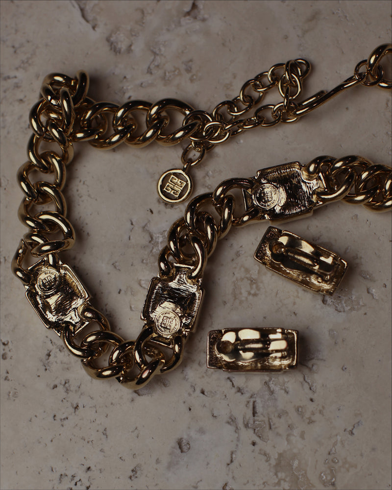Vintage Givenchy Rhinestone Chain Set