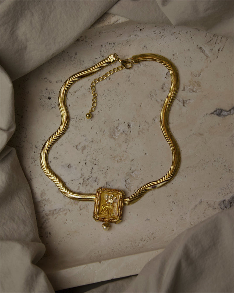 Vintage Greek Enamel Pendant Necklace